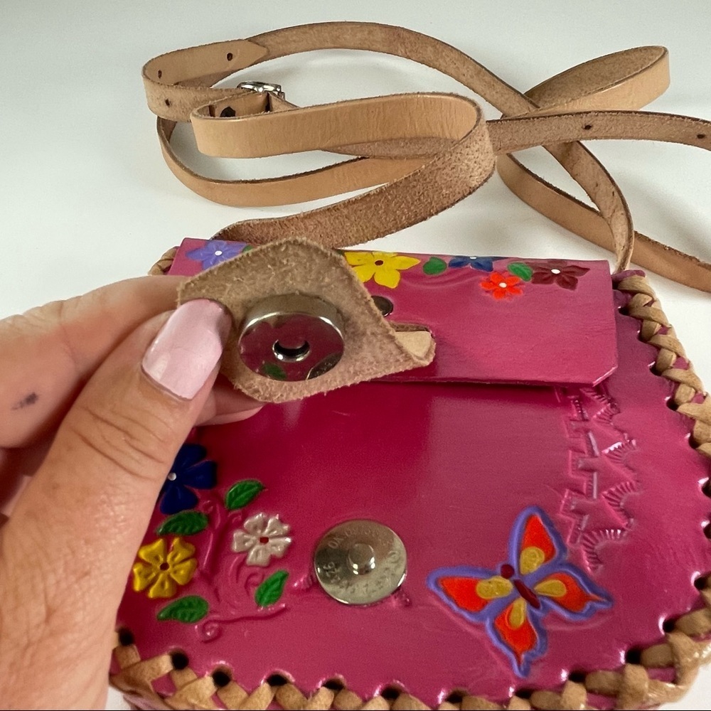 Tooled Pink Leather Mini Cross Body Bag - Picture 4 of 13